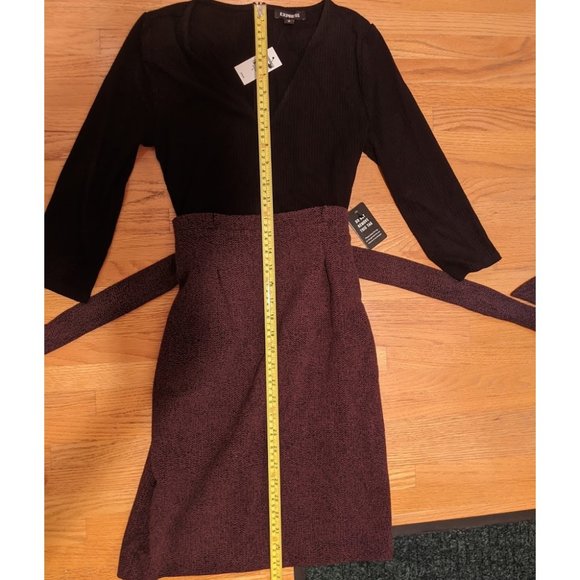 Jacquard Sash Tie Fit And Flare Dress (small) - Picture 5 of 6